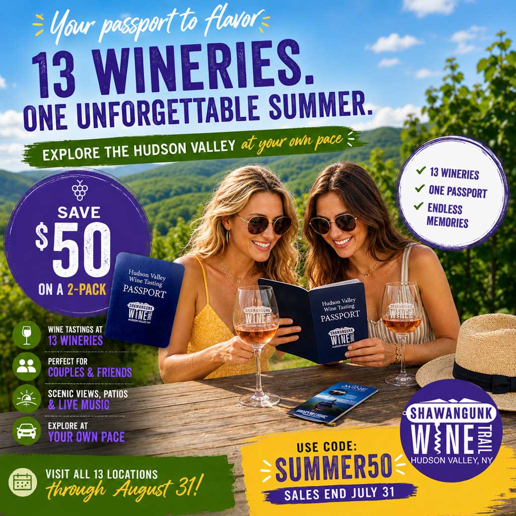 Shawangunk-Wine-Trail-2-Pack-Summer-Sale. Images showing two women looking at Passport